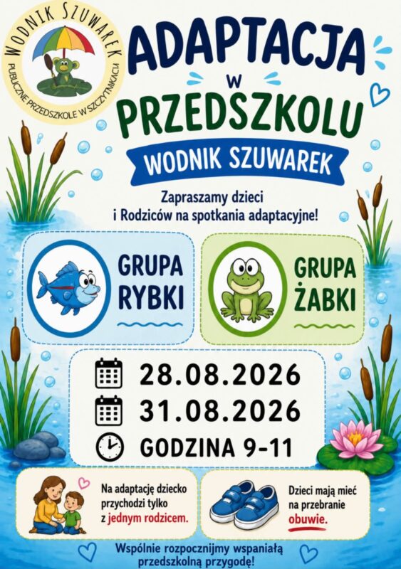 Serdecznie zapraszamy na adaptacje do naszego przedszkola.